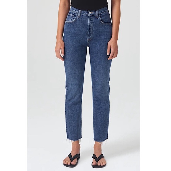 Agolde Denim - AGOLDE Riley Crop high rise raw hem button fly organic cotton jeans 24 LIKE NEW